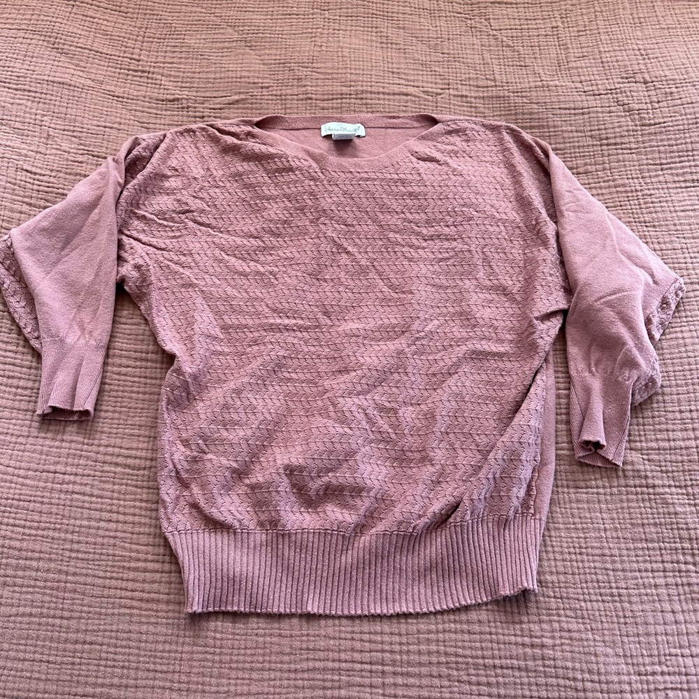 Mauve Derek Heart 3/4 Sleeve Sweater